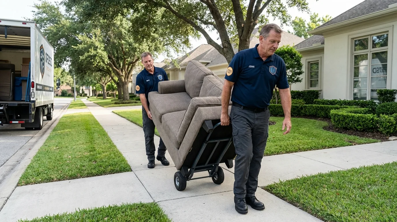 Local residential moving crew loading furniture in Bottineau, ND